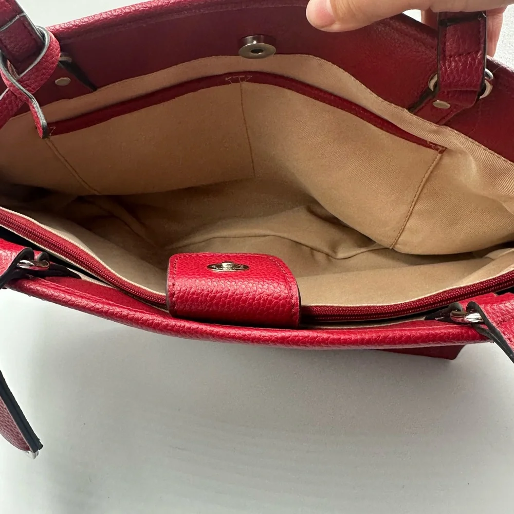 Dana Buchman Burgundy Floral Tote Purse Handbag Key Ring Pockets Feminine NWOT - Picture 9 of 12